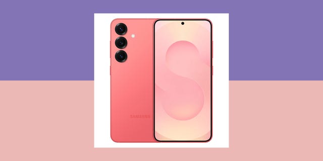 smartphone showcasing rear and front display with a colorful background