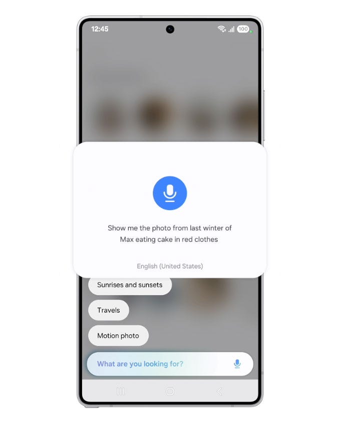 voice command interface on a smartphone displaying a search request
