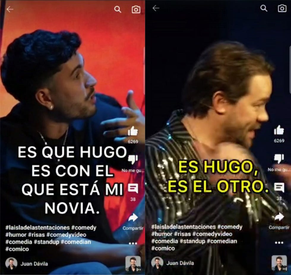 samuel chávez, de la isla de las tentaciones 5, en el show del humorista juan dávila