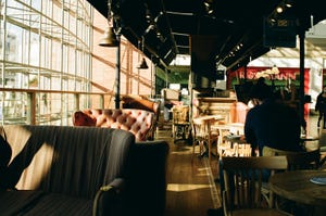 a restaurant with tables and chairs