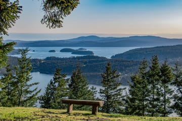 scenic view of the san juan islands from hilltop on orcas island