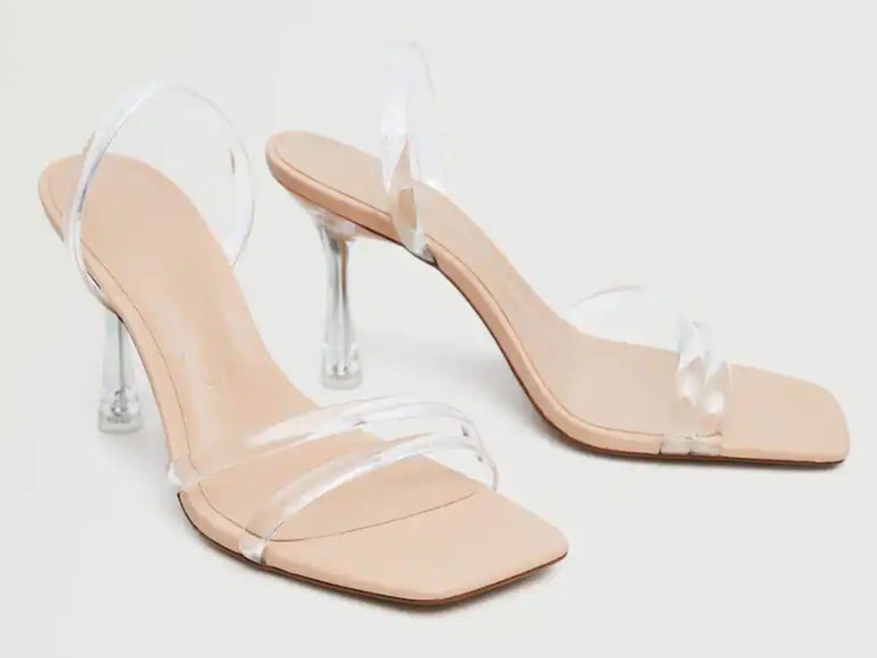 sandalias de mango, de vinilo transparente