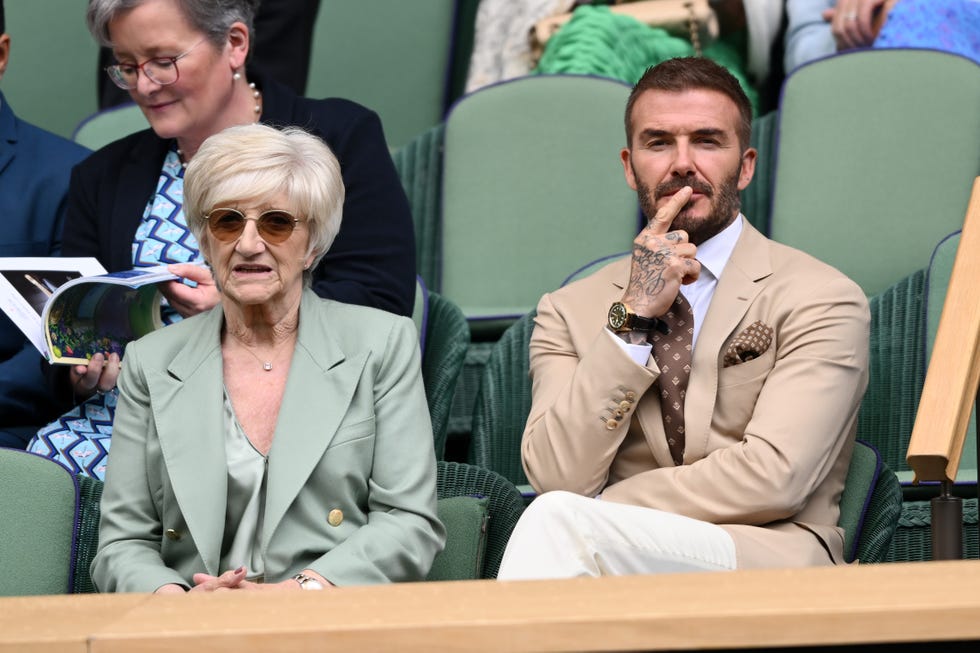 David Beckham and mother Sandra at Wimbledon