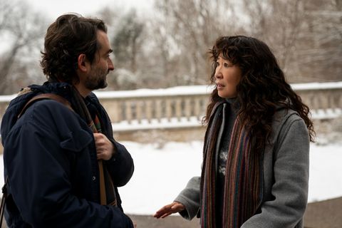 the chair l to r jay duplass as bill and sandra oh as ji yoon in episode 101 of the chair cr eliza morsenetflix © 2021