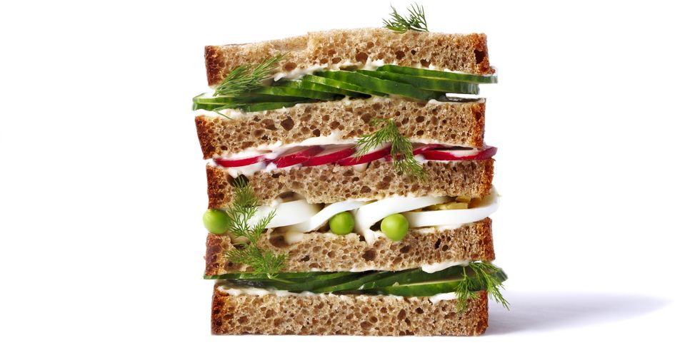 sandwich with cucumber, radish and egg spring sandwich