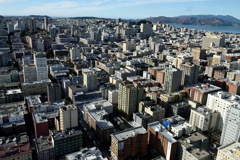 A bird's-eye view of downtown San Francisco, California
