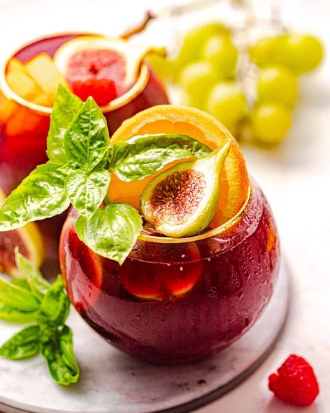 bourbon sangria with mint and fig