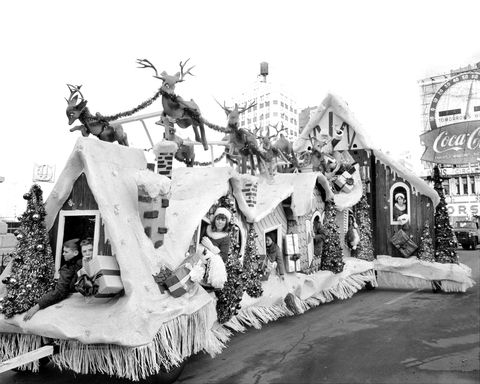santa claus at the macys parade in 1964