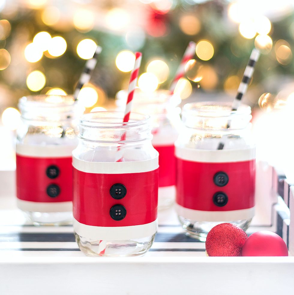 a group of red and white candles