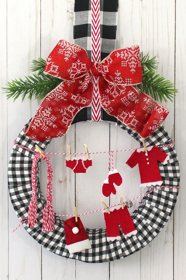 DIY Christmas Door Decorations Using Santa Laundry