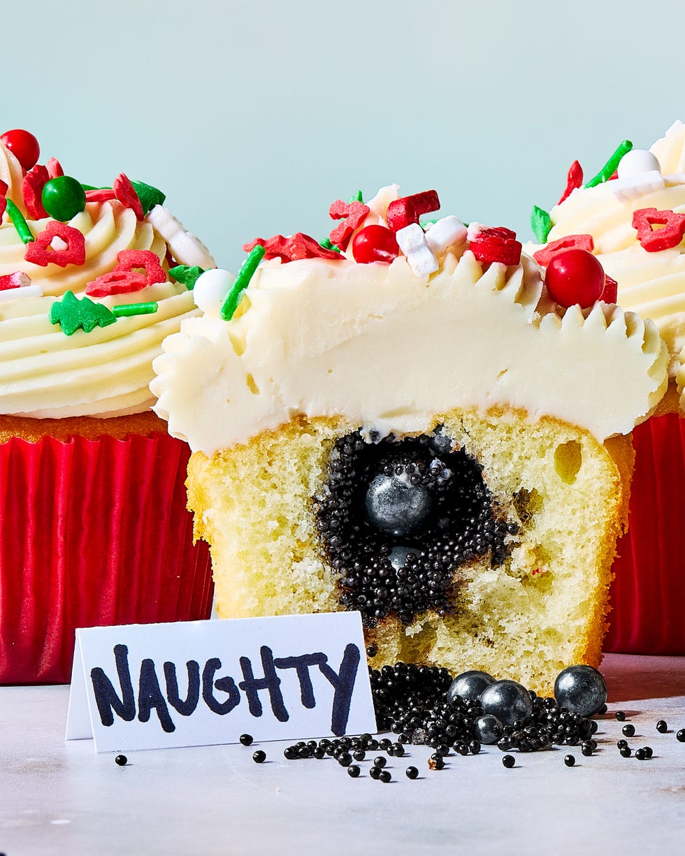 cupcakes filled with naughty or nice candy