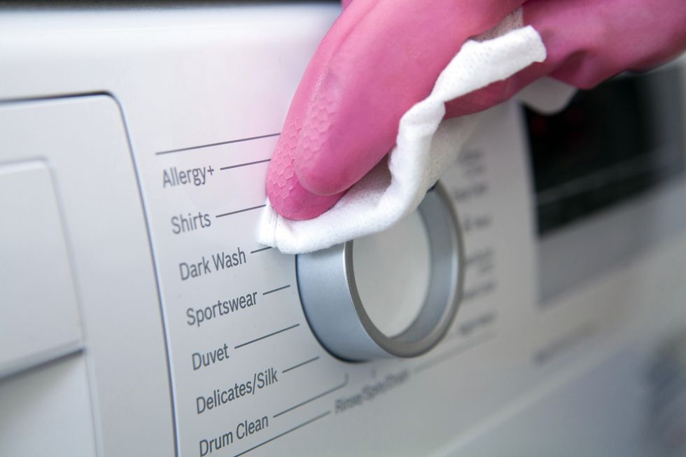 how to clean washing machine gloved hand