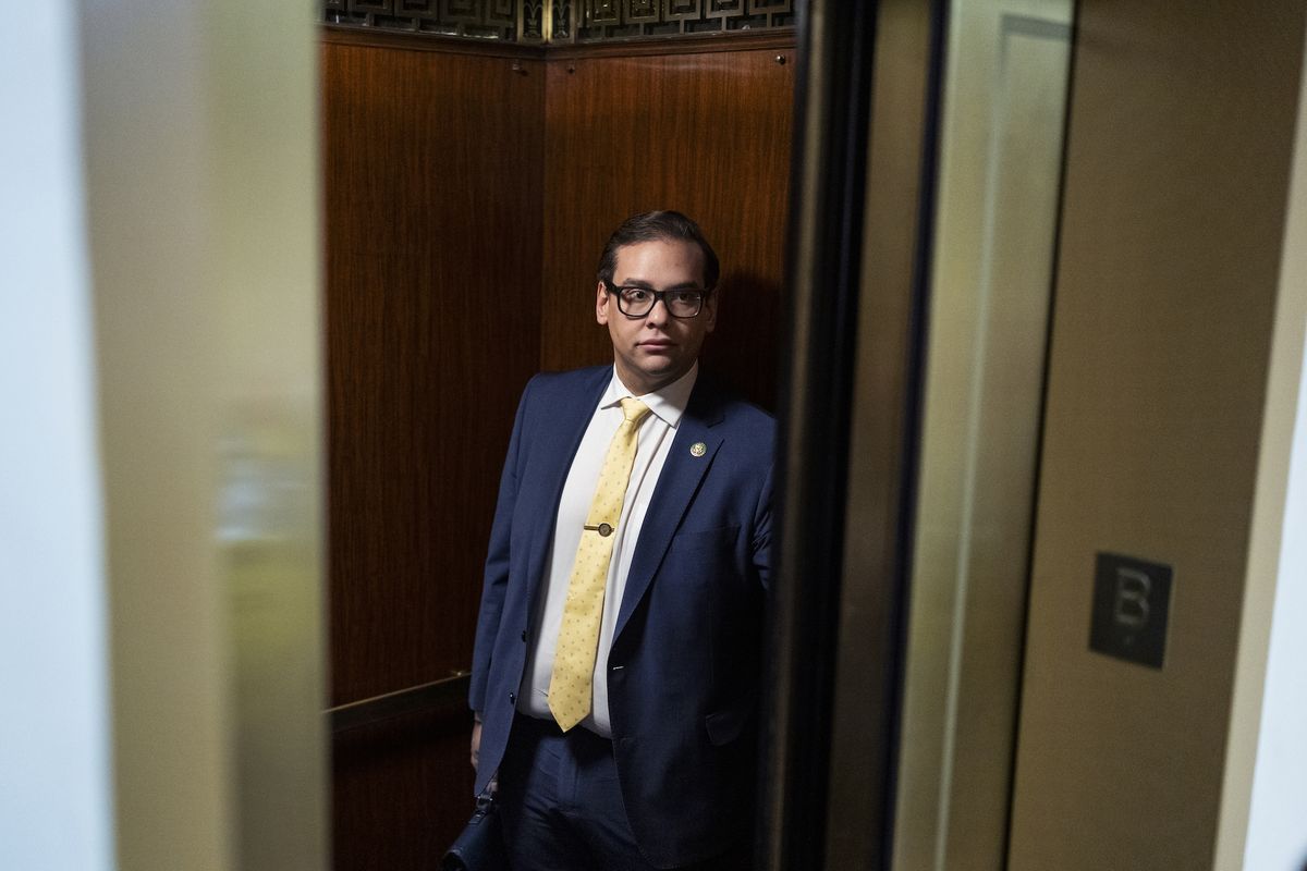 united states january 12 rep george santos, r ny, is seen in the us capitol on thursday, january 12, 2023 tom williamscq roll call, inc via getty images