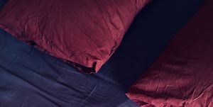 Red, Purple, Textile, Leg, Sleeping bag, Muscle, Magenta, Outerwear, Silk, Satin, 