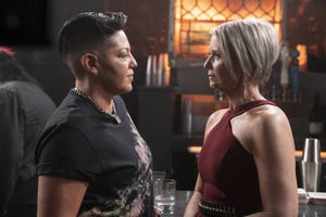 sara ramirez and cynthia nixon in a scene from and just like that