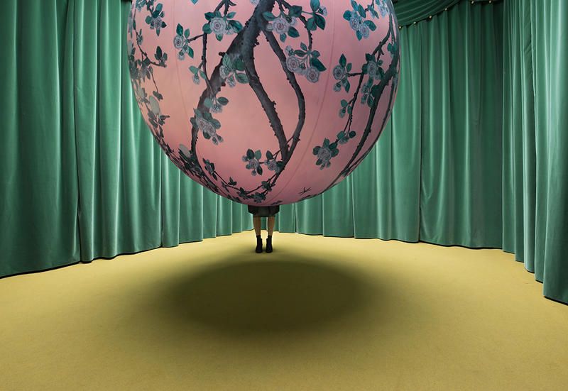 Pink, Interior design, Curtain, Turquoise, Textile, Room, Lampshade, Tree, Lighting accessory, Window treatment, 