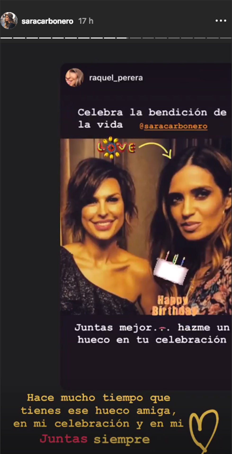 Sara Carbonero recibe la felicitación de Raquel Perera