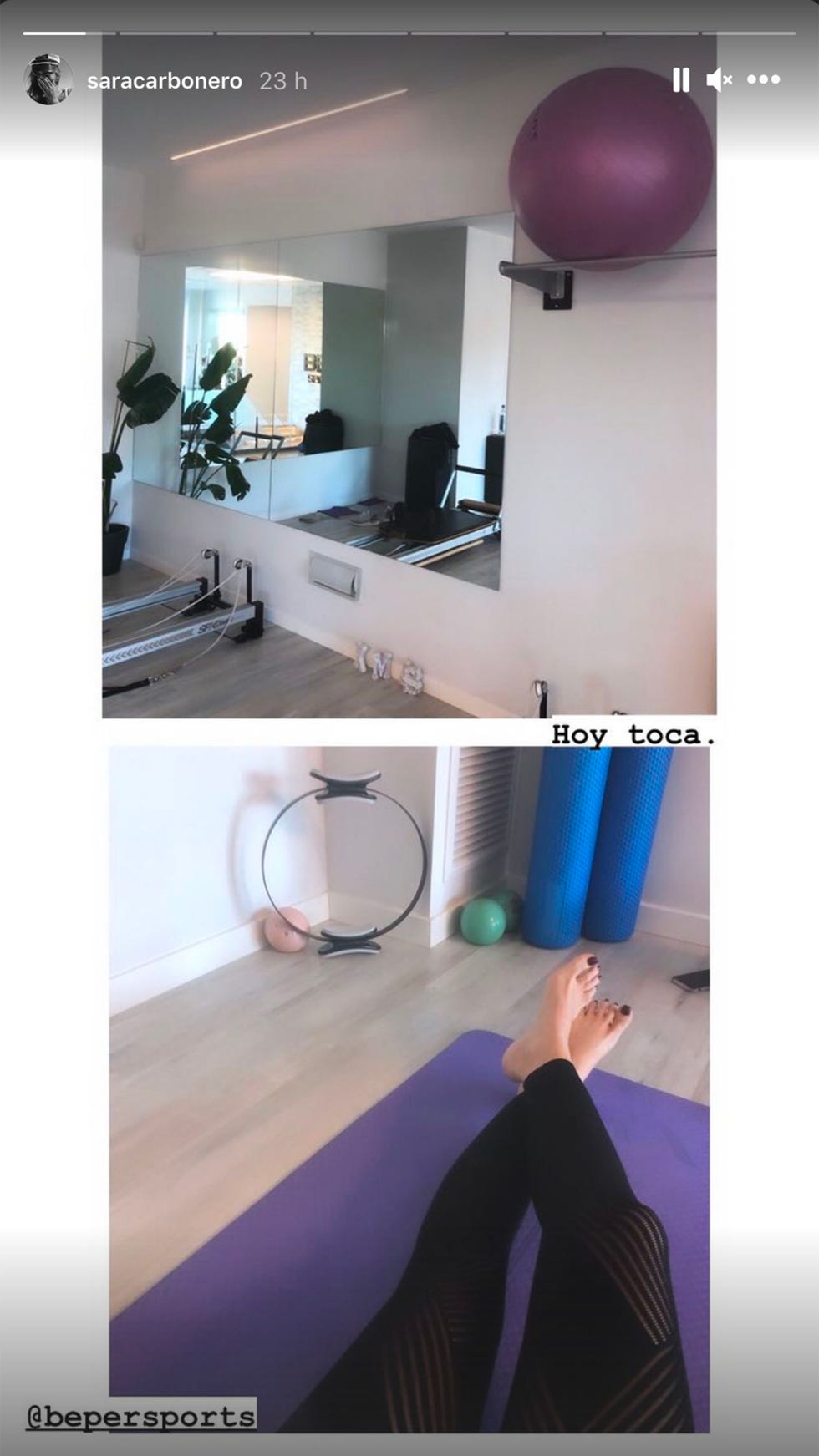 sara carbonero comparte fotos de sus clases de pilates