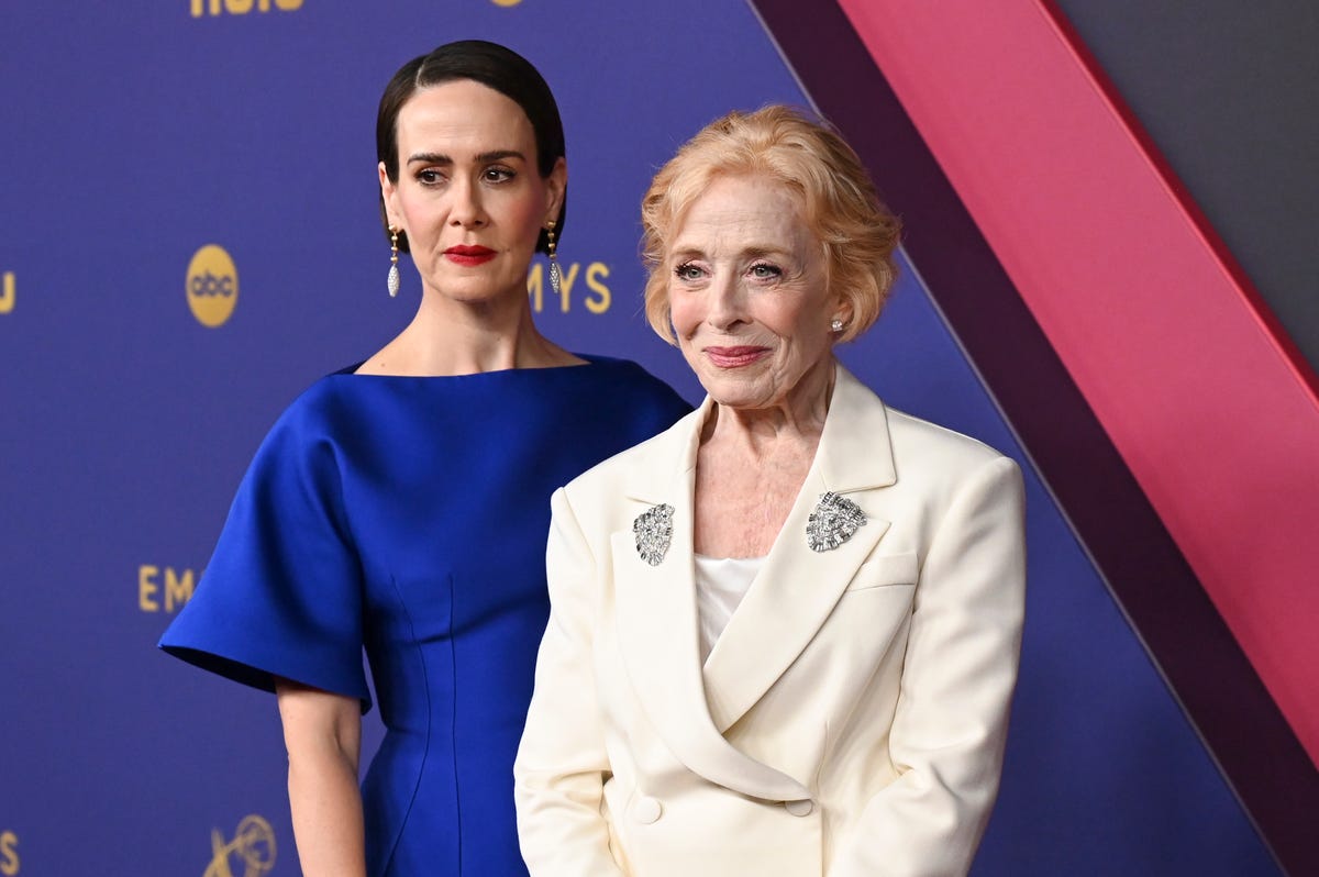 Holland Taylor and Sarah Paulson walk the red carpet at the 2024 Emmys