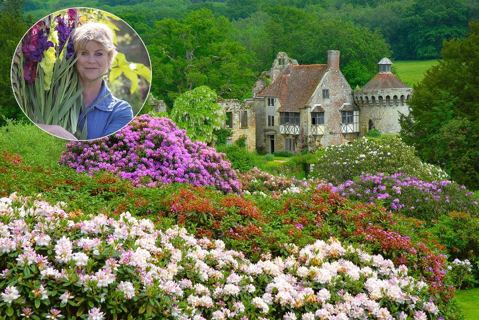typical english castle in scenic setting picture is of scotney castle in kent