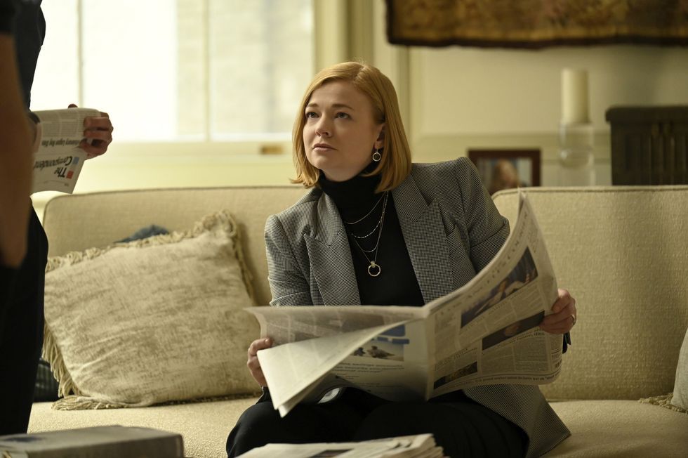 a photo from the production of episode 404 of “succession” featuring sarah snook as shiv