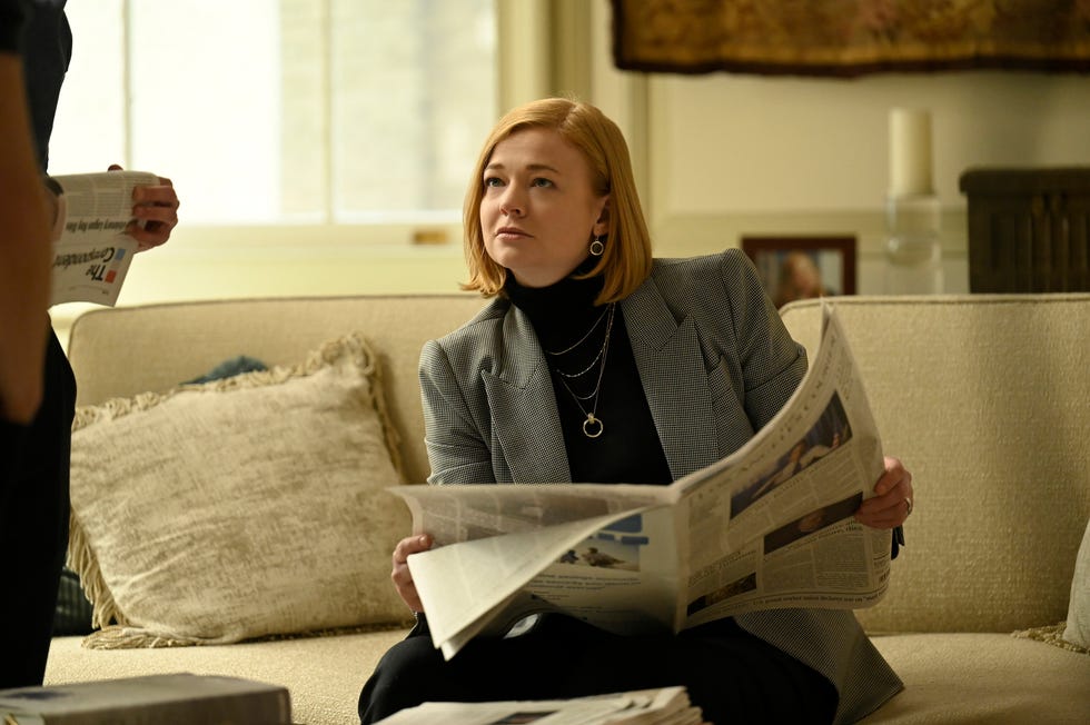 a photo from the production of episode 404 of “succession” featuring sarah snook as shiv