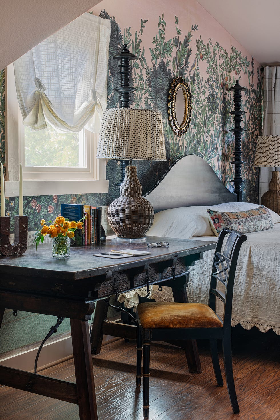 Bedroom with bed and desk as nightstand