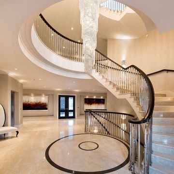 Stairs, Interior design, Property, Room, Building, Lobby, Ceiling, Floor, Handrail, Architecture, 