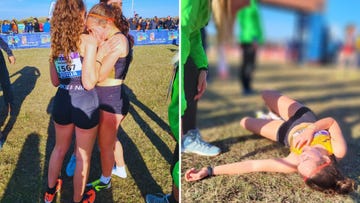 sara miratvilles, después de terminar el cross de atapuerca sin una zapatilla
