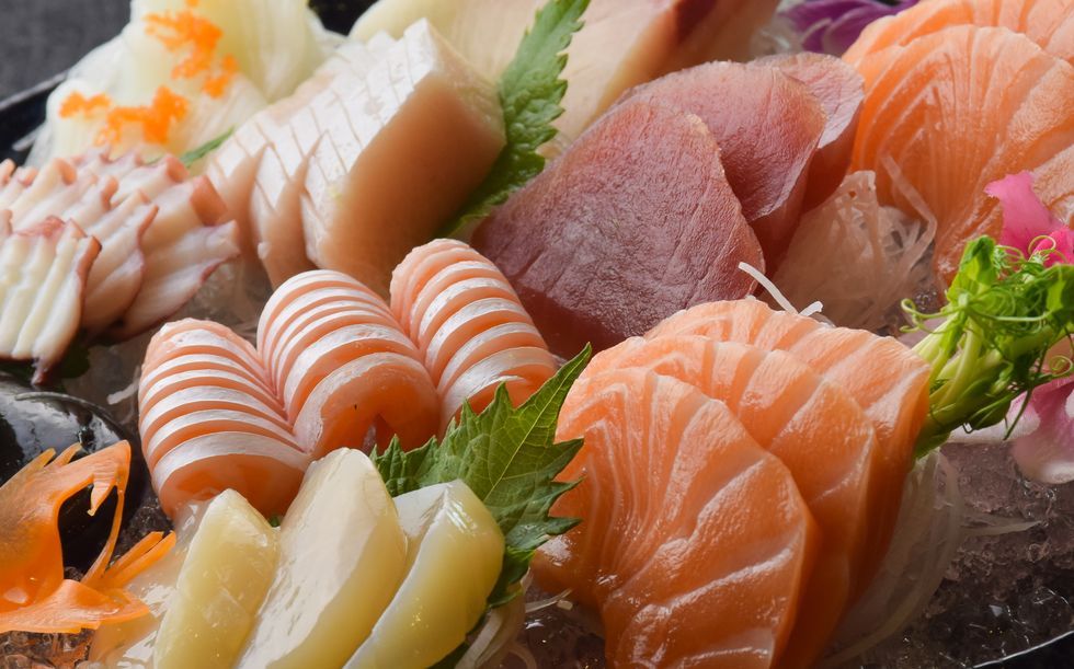 sashimi, salmon, japanese food set delicious ready to serve