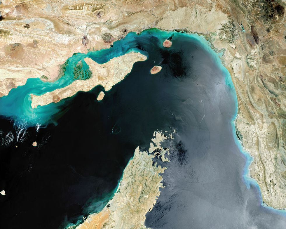 Satellite view of Strait of Hormuz