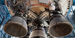 Saturn 5 rocket engine and exhaust pipes