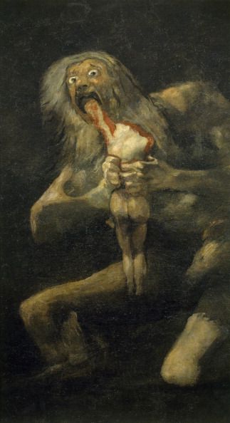 saturn devouring his children, 1821 1823, by francisco de goya 1746 1828, mural painting taken from quinta del sordo house, 146x83 cm photo by deagostinigetty images