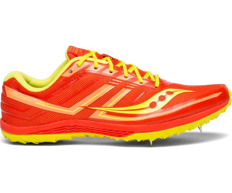 Shoe, Footwear, Running shoe, Athletic shoe, Orange, Yellow, Walking shoe, Outdoor shoe, Sneakers, Cross training shoe, 