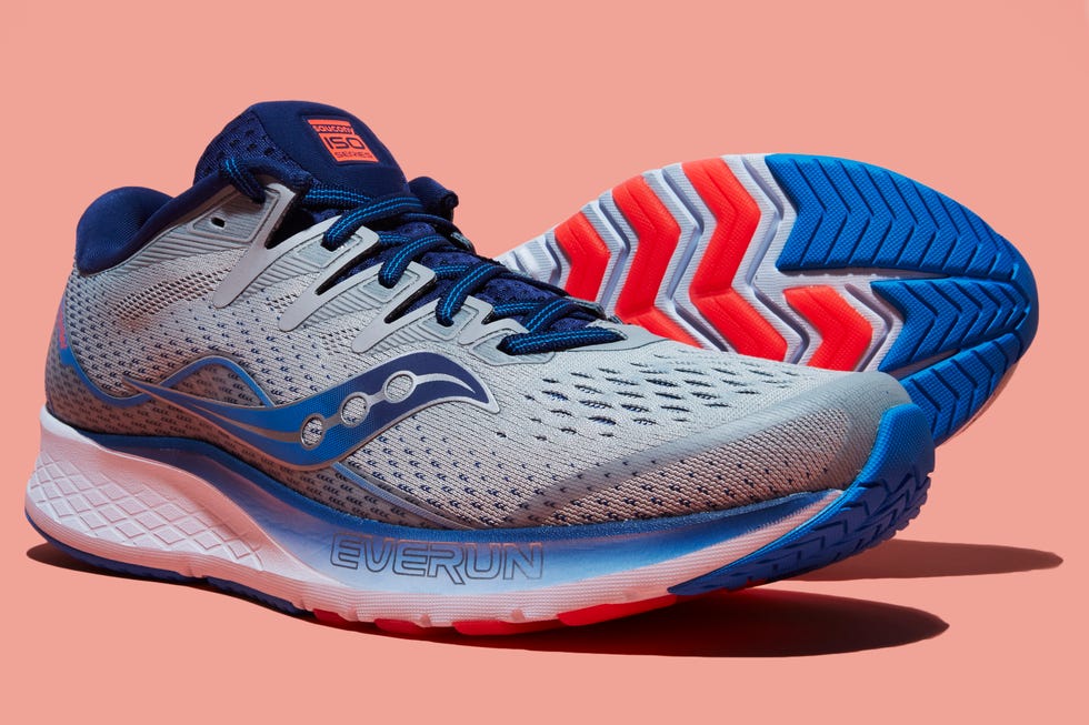 Shoe, Footwear, Running shoe, Outdoor shoe, Blue, White, Walking shoe, Orange, Tennis shoe, Cross training shoe, 