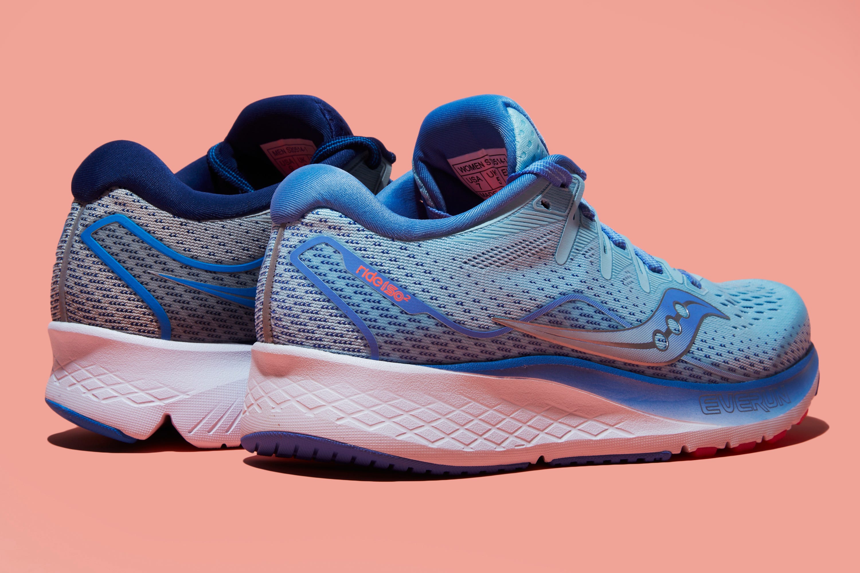 Footwear, Blue, Product, Shoe, Athletic shoe, White, Sportswear, Pattern, Running shoe, Sneakers, 