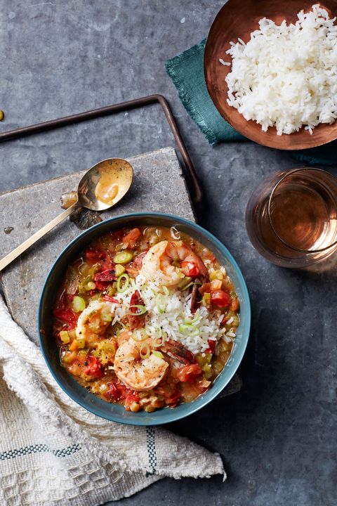 a bowl of creole shrimp and rice