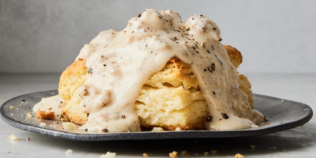 preview for This Sausage Gravy + Fresh Baked Biscuits = Breakfast Heaven