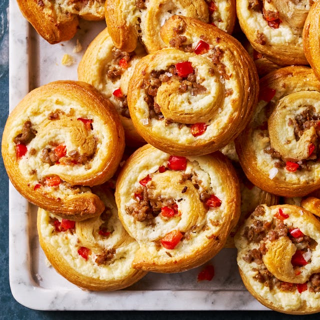 sausage pinwheels with cream cheese red bell pepper and garlic