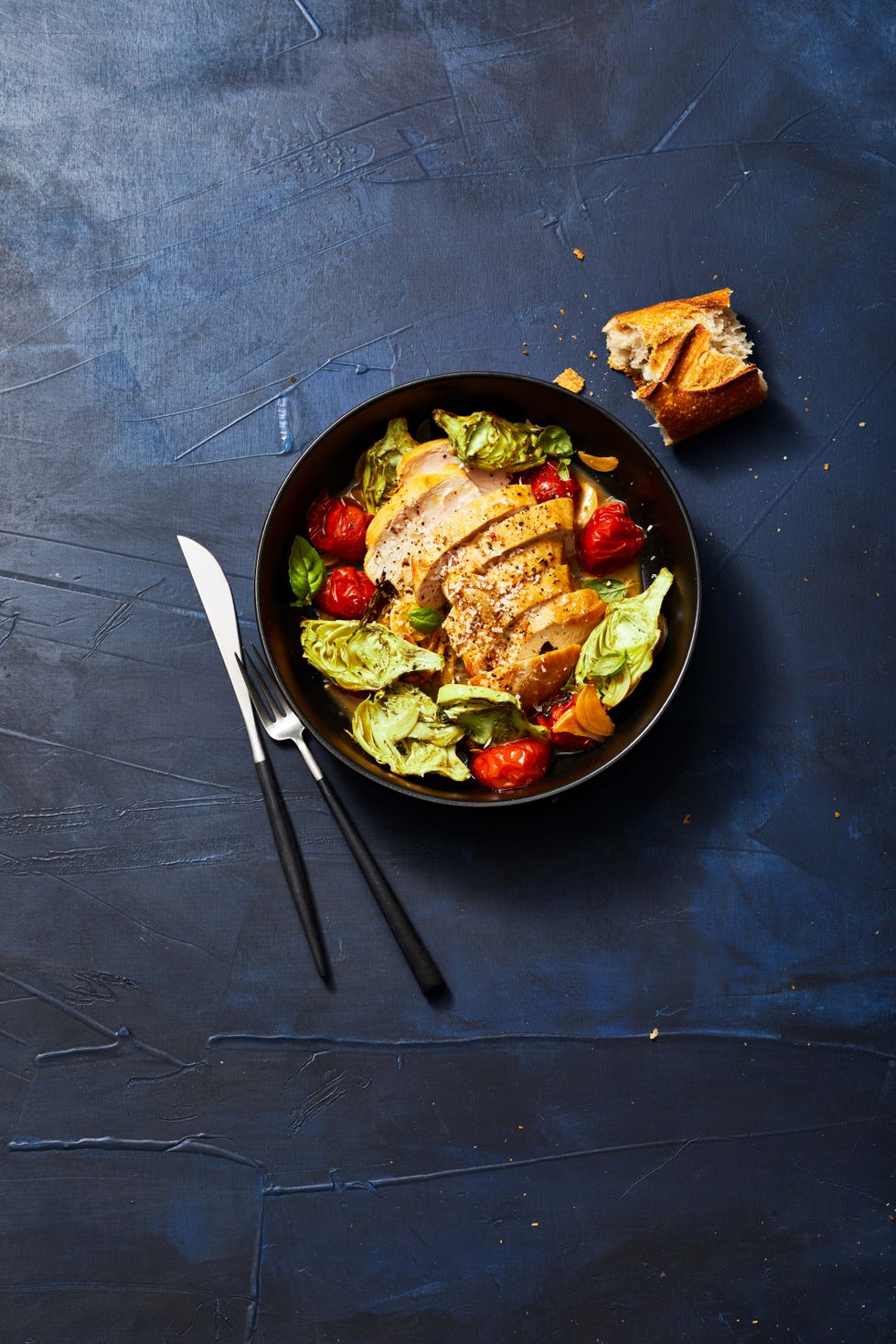 sauteed chicken and tomatoes with roasted artichokes