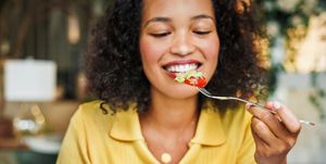 savoring a fresh salad bite