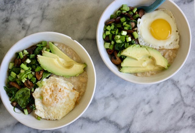 savory egg and avocado oatmeal