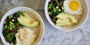 savory egg and avocado oatmeal
