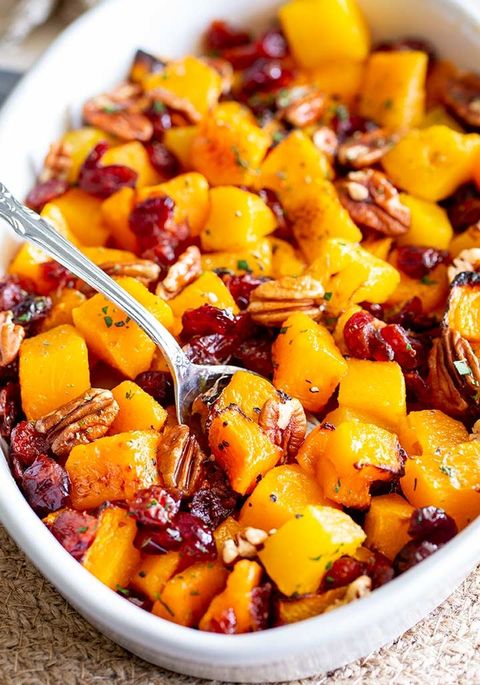 roasted pumpkin with cranberry and pecan
