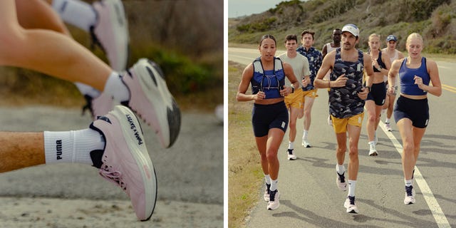 group of runners training outdoors