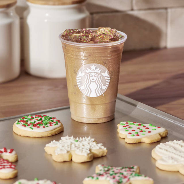 Iced Sugar Cookie Almond Milk Latte {Starbucks} - We are not Martha