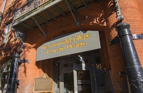 savannah georgia savannah college of art and design  scad sign in downtown historic district area