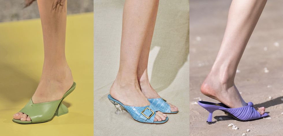 la moda della prossima estate 2021 scende dai tacchi alti per abbracciare nuovi modelli di scarpe basse tra kitten heel e infradito ultra flat è un bel match