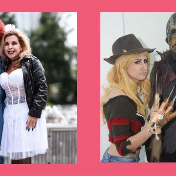 scary couples costumes chucky and his bride and jason voorhess and freddy krueger costume