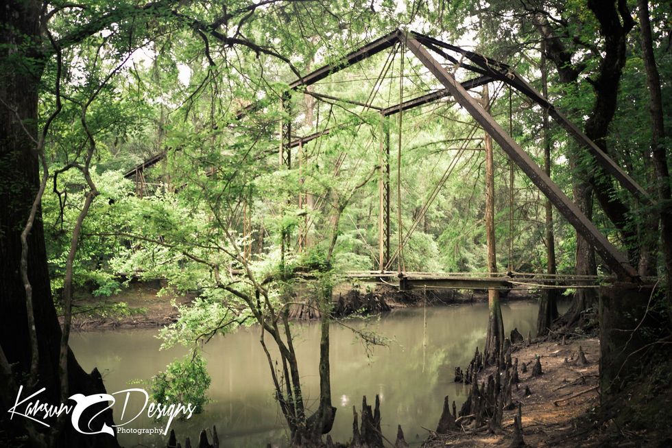 nature scene with old wooden bridge frame